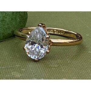 Vintage Solitaire Ring // Size 8.5 Simulated Diamond Ring // Romantic Gift